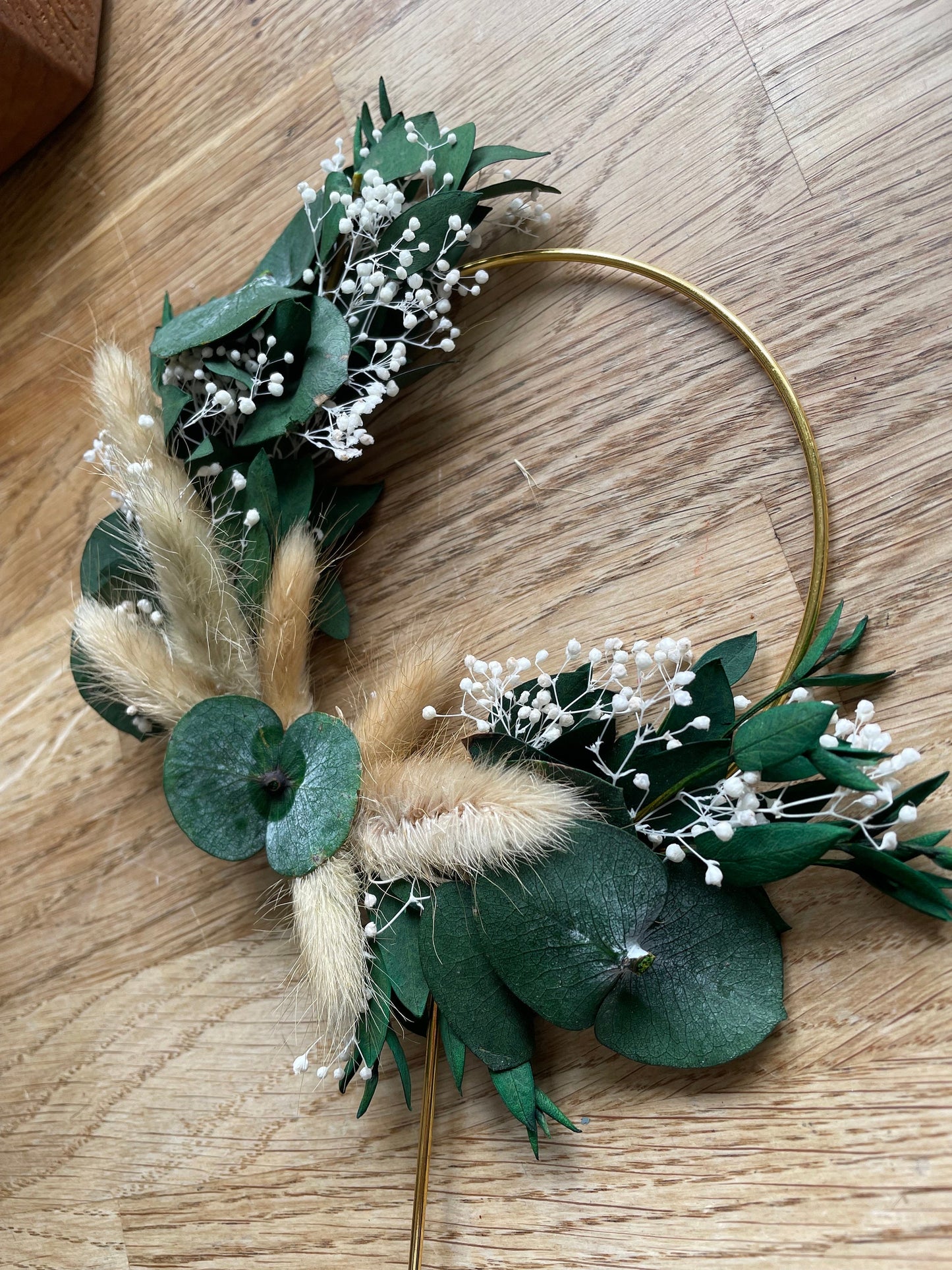 Eucalyptus Cake Topper, Dried Flower Cake Hoop, Wreath Cake Topper, 4 inch Green Beige Gold Topper, Wedding cake topper, Cake Decorations